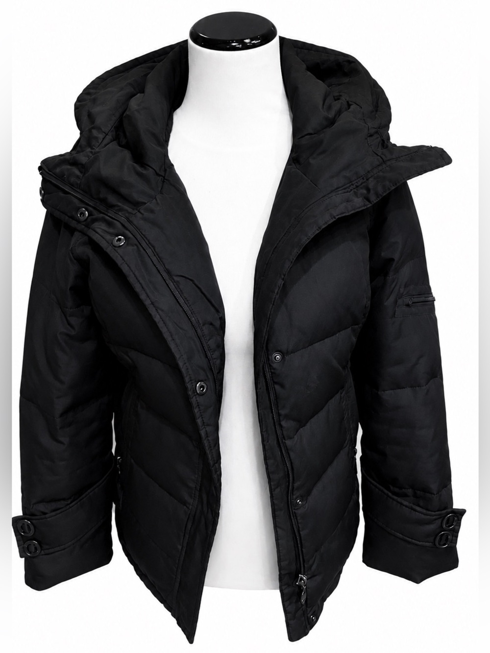 Calvin Klein Women’s Black Hooded Quilted Puffer Jacket XS